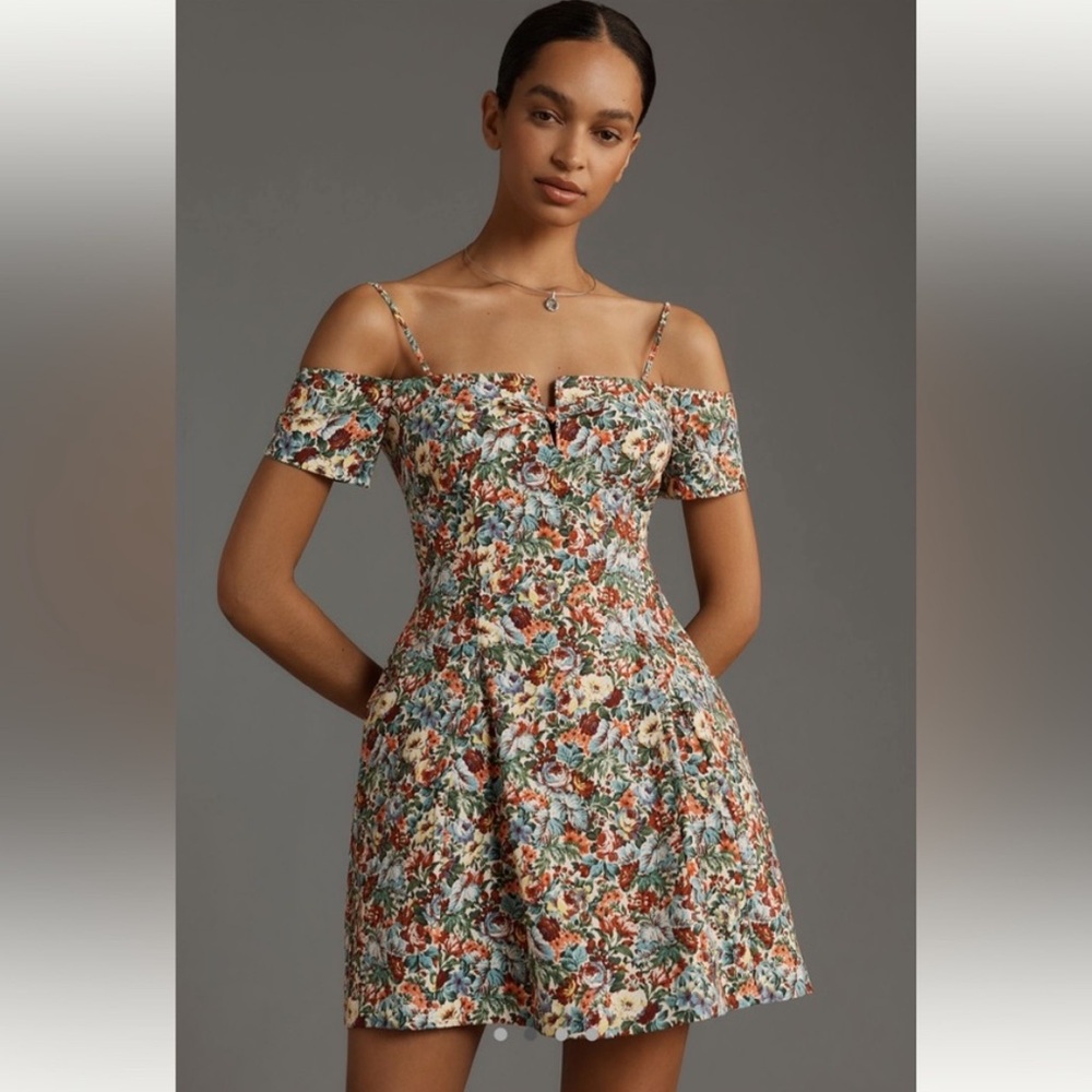NWT Anthropologie Maeve Off-The-Shoulder Bow Mini Dress size X-small